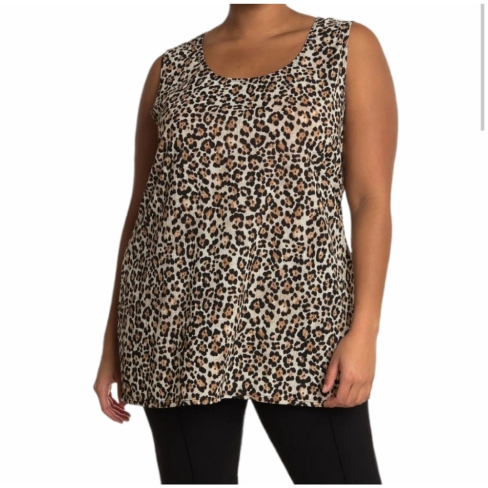 Marina Leopard Print‎ Sleeveless Tank Top Plus Size 1X